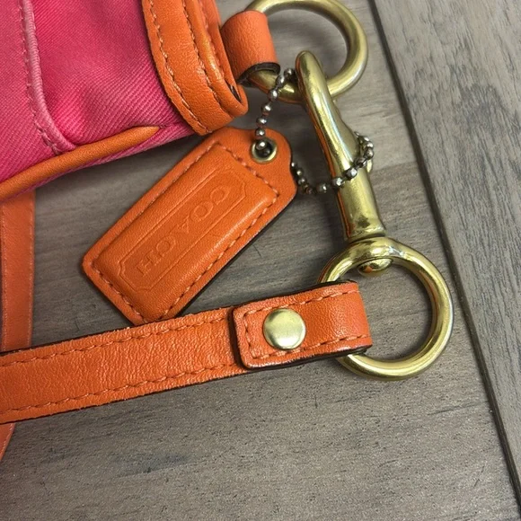 AUTHENTIC COACH Crossbody Pink Orange SWING PACK W/KISS LOCK CHANGE PURSE - Picture 3 of 8